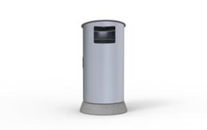 street furniture, concrete, smooth concrete, canopy roof / lid, litter bin, curved, steel, side aperture