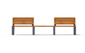 street furniture, double-sided, bench, seating, modular, wood backrest, wood seating