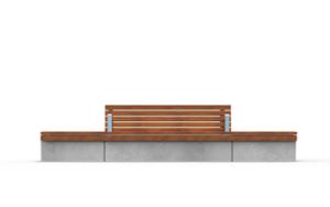 street furniture, concrete, smooth concrete, double-sided, bench, seating, modular, wood backrest, wood seating