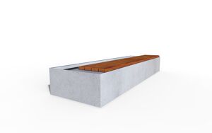 mažoji arhitektūra, vazonas, suoliukas, corten, medinė sėdima dalis