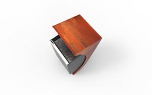 mažoji arhitektūra, šiukšliadėžė, corten, stoginės stogas / uždengimas, šoninė diafragma