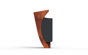 mažoji arhitektūra, šiukšliadėžė, corten, stoginės stogas / uždengimas, šoninė diafragma