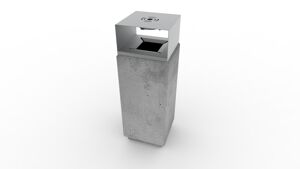 mažoji arhitektūra, šiukšliadėžė, betonas, lygus betonas, stoginės stogas / uždengimas, saugi peleninė