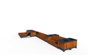 street furniture, double-sided, bench, seating, wood backrest, wood seating