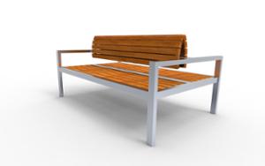 street furniture, double-sided, seating, wood backrest, armrest, wood seating