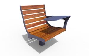 street furniture, chair, for single person, seating, wood backrest, wood seating, table