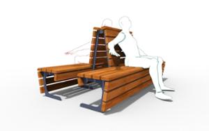 street furniture, double-sided, seating, wood backrest, wood seating, high backrest