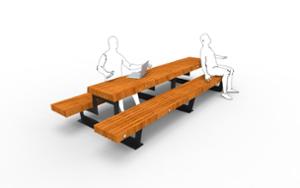 street furniture, double-sided, picnic set, bench, seating, wood backrest, wood seating, table