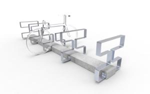 street furniture, concrete, smooth concrete, modular, bicycle stand, cycle rack, multiple stands, free-standing