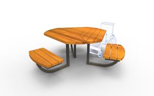 mažoji arhitektūra, suoliukas, medinė sėdima dalis, pikniko rinkinys, pritaikyta neįgaliesiems