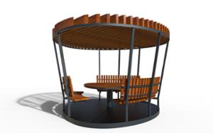 street furniture, other, picnic set, seating, pergola, curved, table