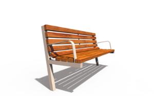 straatmeubilair, zitbanken, houten rugleuning, armleuning, houten zitting