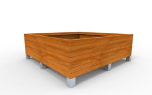 straatmeubilair, plantenbak, hout, mobiel (compatibel met transpallet), rechthoekig, staal