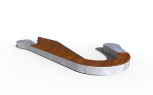 straatmeubilair, bank, zitbanken, beton, glad beton, moduleerbaar, houten rugleuning, gebogen, armleuning, houten zitting