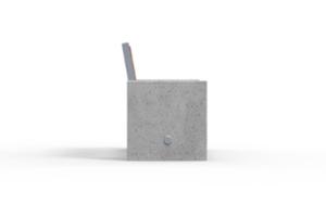 straatmeubilair, zitbanken, beton, glad beton, houten rugleuning, armleuning, houten zitting