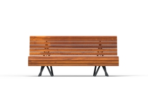 straatmeubilair, zitbanken, houten rugleuning, houten zitting, vintage