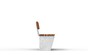 straatmeubilair, zitbanken, beton, glad beton, muurbevestiging, houten rugleuning, houten zitting