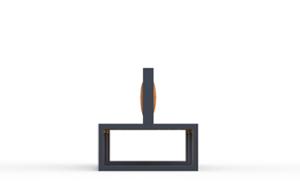 straatmeubilair, zitbanken, dubbelzijdig, logo, houten rugleuning, houten zitting
