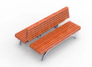 straatmeubilair, zitbanken, dubbelzijdig, logo, houten rugleuning, houten zitting