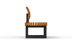 straatmeubilair, zitbanken, houten rugleuning, houten zitting
