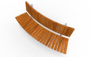 straatmeubilair, zitbanken, logo, houten rugleuning, gebogen, houten zitting