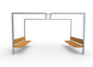 straatmeubilair, overige, zitbanken, houten rugleuning, pergola, houten zitting, hek