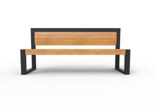 straatmeubilair, zitbanken, logo, houten rugleuning, houten zitting