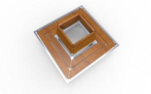 straatmeubilair, zitbanken, dubbelzijdig, houten rugleuning, houten zitting
