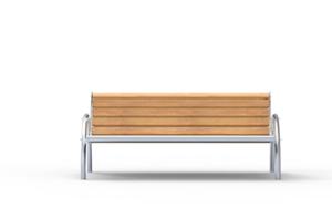 straatmeubilair, zitbanken, dubbelzijdig, logo, houten rugleuning, armleuning, houten zitting
