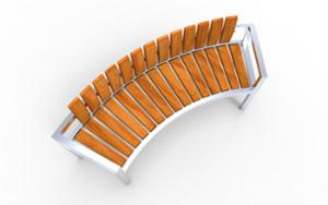 straatmeubilair, zitbanken, prijs per meter, lengte gemeten op de lange kant, houten rugleuning, gebogen, houten zitting