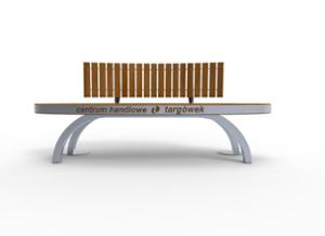 straatmeubilair, zitbanken, logo, houten rugleuning, houten zitting