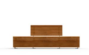 straatmeubilair, zitbanken, logo, houten rugleuning, houten zitting