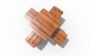 straatmeubilair, overige, bank, éénpersoons, picknick set, houten zitting, tafel, schaken