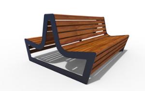 straatmeubilair, zitbanken, dubbelzijdig, houten rugleuning, houten zitting