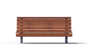 straatmeubilair, zitbanken, dubbelzijdig, logo, houten rugleuning, houten zitting