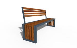 straatmeubilair, zitbanken, logo, houten rugleuning, houten zitting