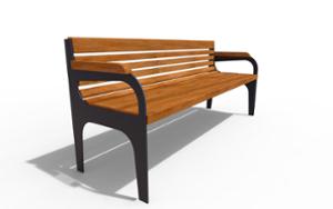 straatmeubilair, zitbanken, houten rugleuning, armleuning, houten zitting, vintage