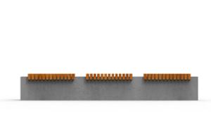 straatmeubilair, bank, beton, glad beton, corten, muurbevestiging, houten zitting
