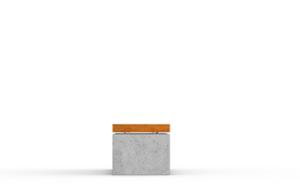 straatmeubilair, bank, beton, glad beton, horizontale planken, muurbevestiging, houten zitting