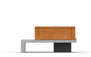 straatmeubilair, zitbanken, beton, glad beton, houten zitting