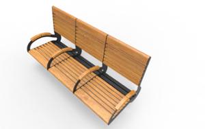 straatmeubilair, zitbanken, moduleerbaar, houten rugleuning, armleuning, houten zitting
