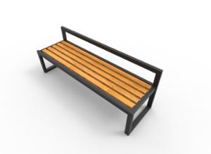 straatmeubilair, zitbanken, stalen rugleuning, houten zitting