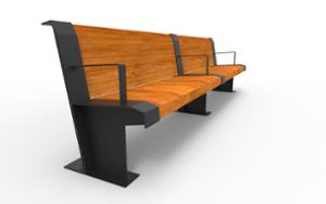 straatmeubilair, zitbanken, industrieel, houten rugleuning, houten zitting