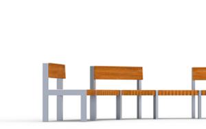 straatmeubilair, zitbanken, prijs per meter, lengte gemeten op de lange kant, moduleerbaar, houten rugleuning, gebogen, houten zitting