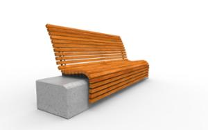 straatmeubilair, zitbanken, beton, glad beton, graniet, houten rugleuning, houten zitting, hoge rugleuning