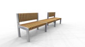 straatmeubilair, zitbanken, moduleerbaar, houten rugleuning, houten zitting