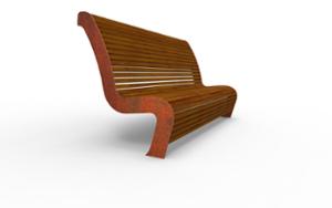 straatmeubilair, zitbanken, logo, houten rugleuning, armleuning, houten zitting, hoge rugleuning