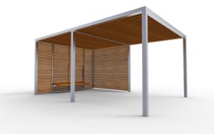 straatmeubilair, overige, zitbanken, houten rugleuning, pergola, houten zitting