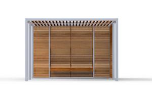 straatmeubilair, overige, zitbanken, houten rugleuning, pergola, houten zitting