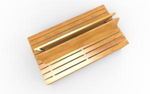 straatmeubilair, zitbanken, dubbelzijdig, houten rugleuning, houten zitting